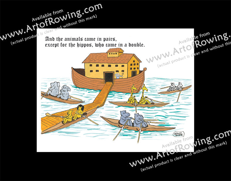 Rowing to Noah's Ark Cartoon by Lenny Wos