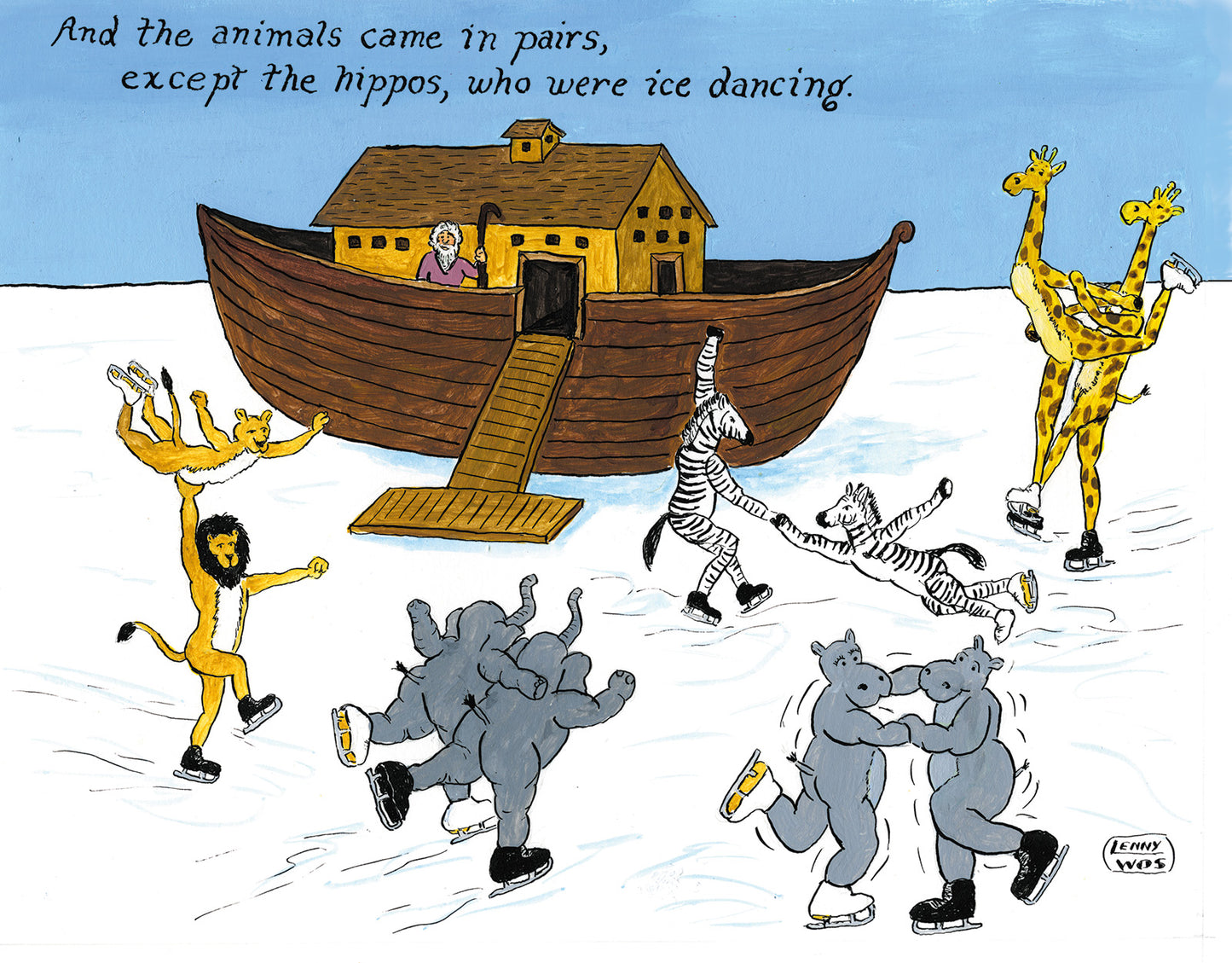 Skating to Noah's Ark Cartoon by Lenny Wos